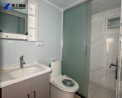 the bathroom in the expandable prefab house