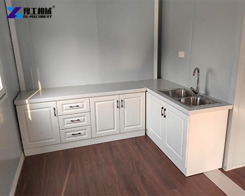 the kitchen in the prefab house